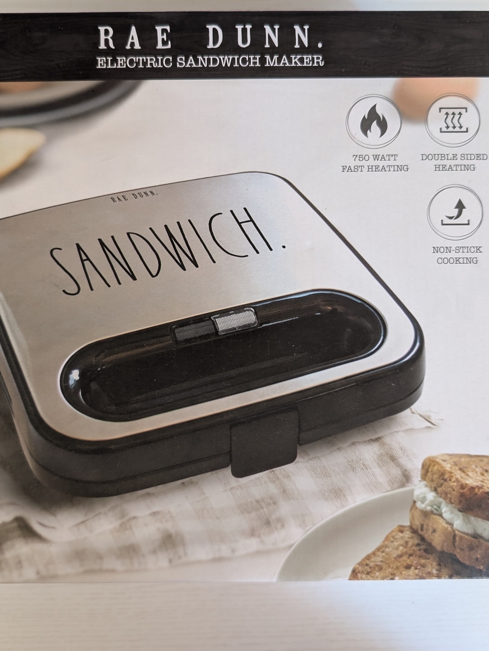 Rae Dunn 'SANDWICH.' Electric Sandwich Maker - Stainless & Black